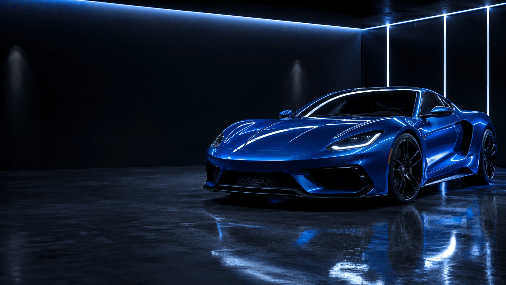 Blue performance car presented to a premium detailing standard